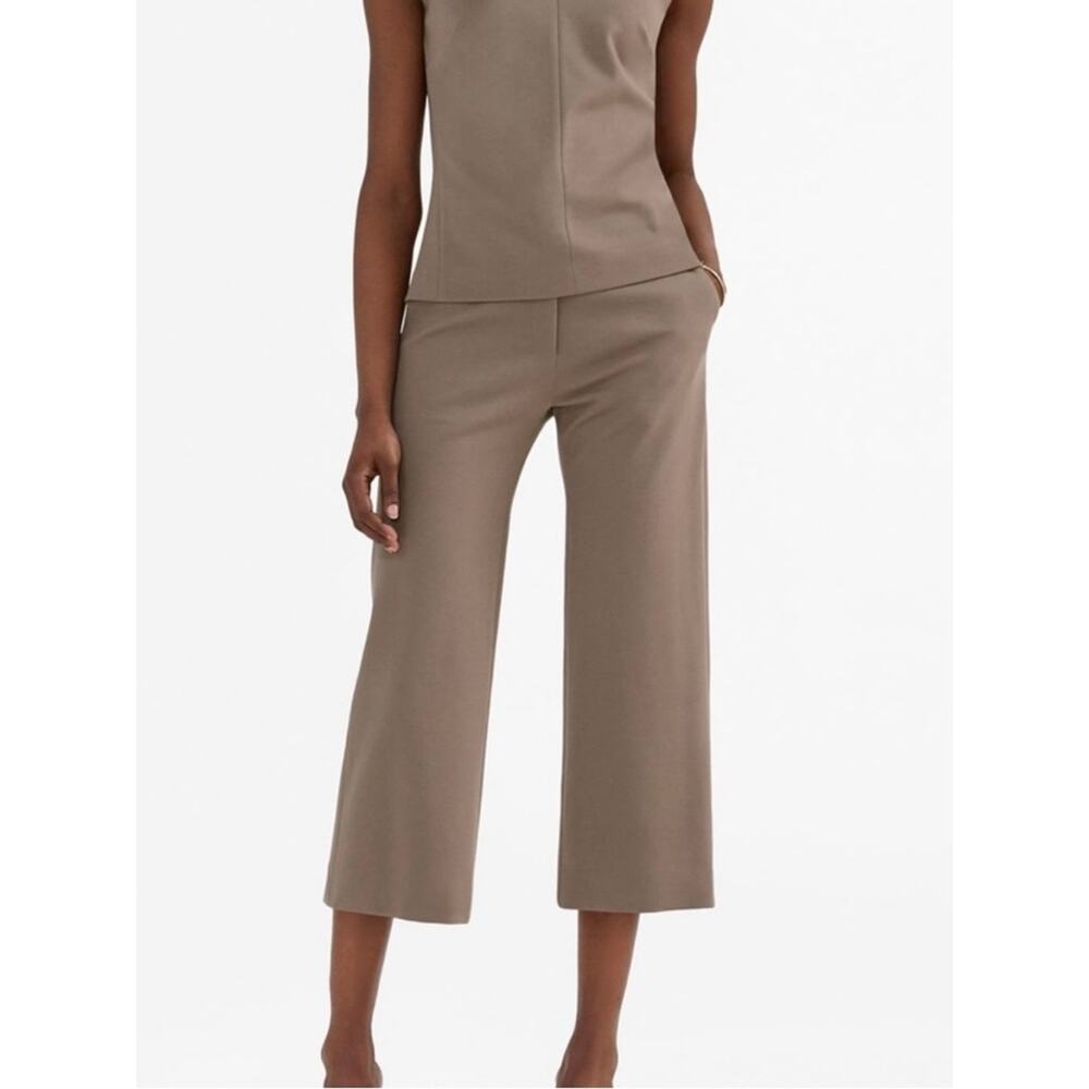NWT MM LaFleur Pippa Pant Cropped Wide Leg Stretch Russet Tan Brown Size 12 - Picture 3 of 14